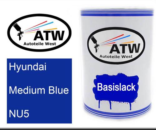 Hyundai, Medium Blue, NU5: 500ml Lackdose, von ATW Autoteile West.